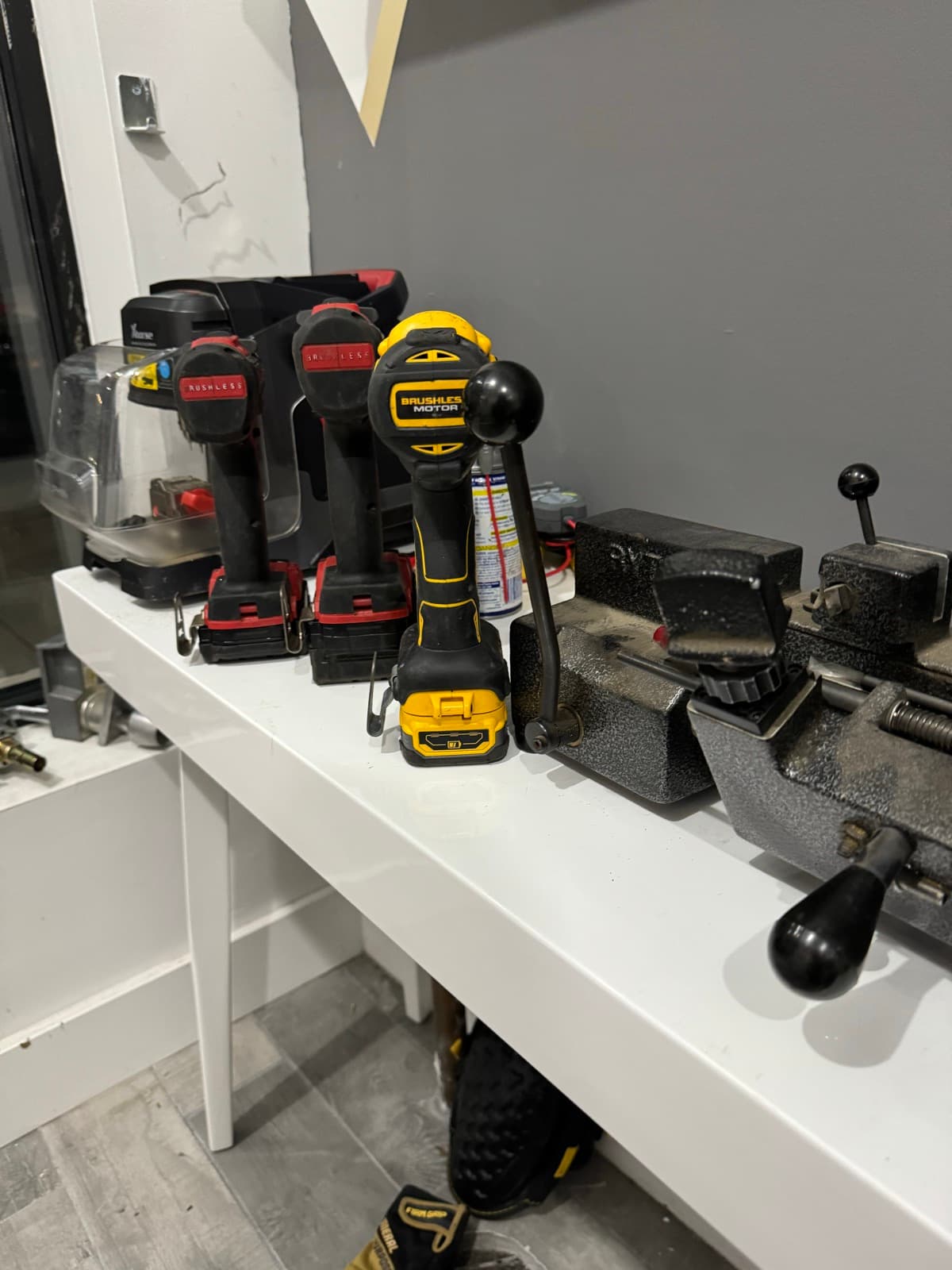 Drills and key machines on the shop bench