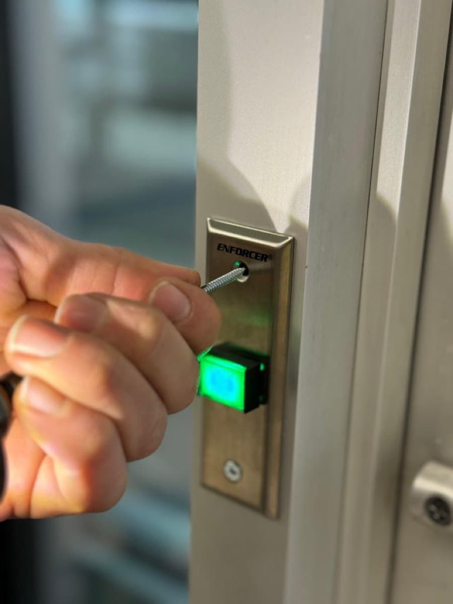 Wiring an Enforcer exit release button on a commercial door